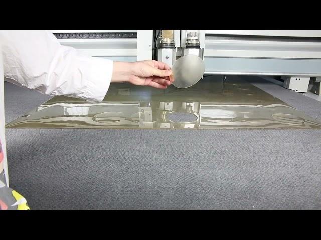 PVC soft glass cutting on TPS X7 2516 digital cutting machine
