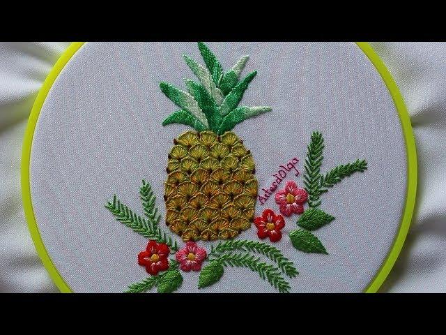 Hand Embroidery: Pineapple | Piña Bordada a Mano | Artesd'Olga