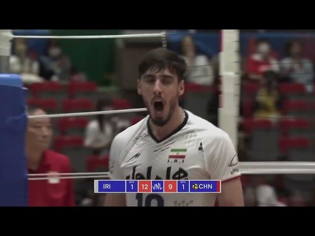 VOLLEYBALL NATIONS LEAGUE 2023 | Mohammad Reza Hazratpour pipe pass in Iran Vs China Match