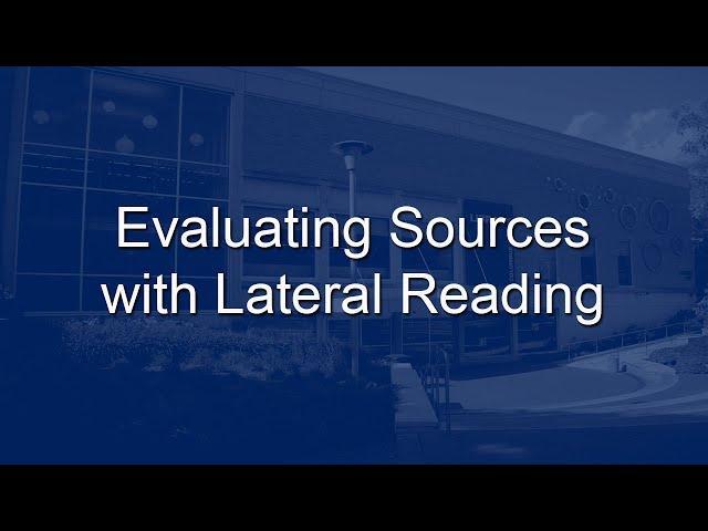 Evaluating Sources with Lateral Reading