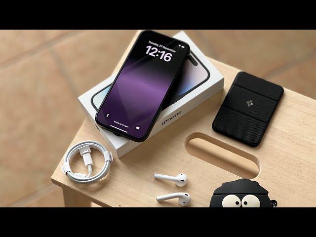 iPhone 14 Pro Unboxing| Space Black 128GB| First Impression + Accessories