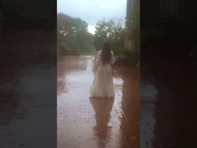 When it starts raining when you’re filming… you dance in the rain  #vintage #dress #photography