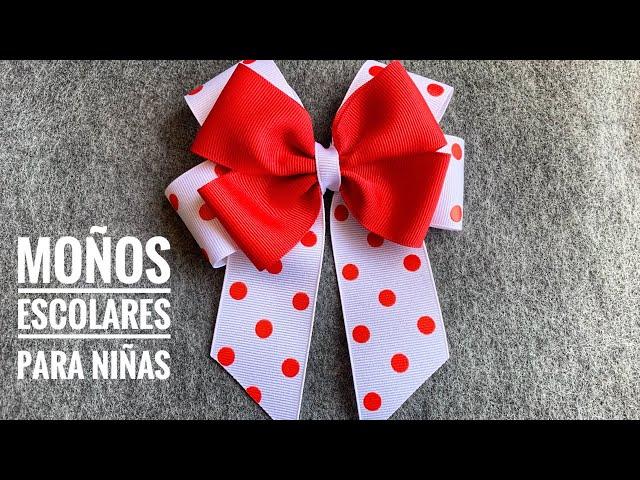 Como hacer moños escolares para niñas muy fácil con moldes/how to make a hair bow