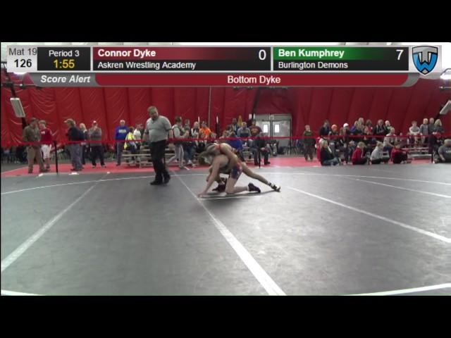 126 Ben Kumphrey Burlington Demons vs Connor Dyke Askren Wrestling Academy 6476285104