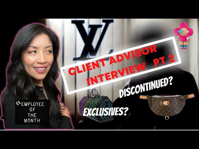 LOUIS VUITTON CLIENT ADVISOR ANSWERS YOUR PRODUCT QUESTIONS ON SHOPPING AND MONOGRAM, EMPLOYEE POV