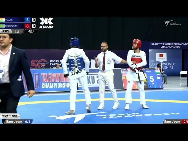 Shivam Tyagi IND  vs Sweden  U74 kg in world Taekwondo Championship Baku 2023.#india #taekwondo