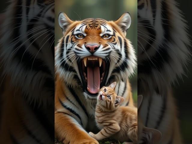 Tiger roars loud — cat mocks him with a tiny meow and wins 06