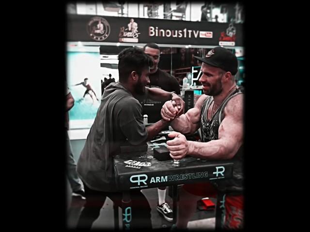 When Sharif tried to feel Denis's Hand! #armwrestling #shorts #sports #edit #trendingshorts