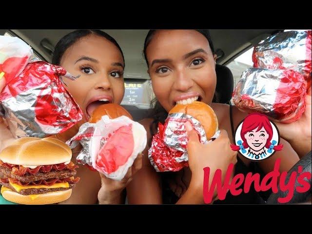 WE ORDERED EVERY BURGER FROM WENDYS DRIVE-THRU... | MUKBANG | Osh and Akela