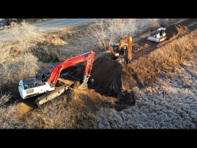 Replacing culverts in an old railroad.