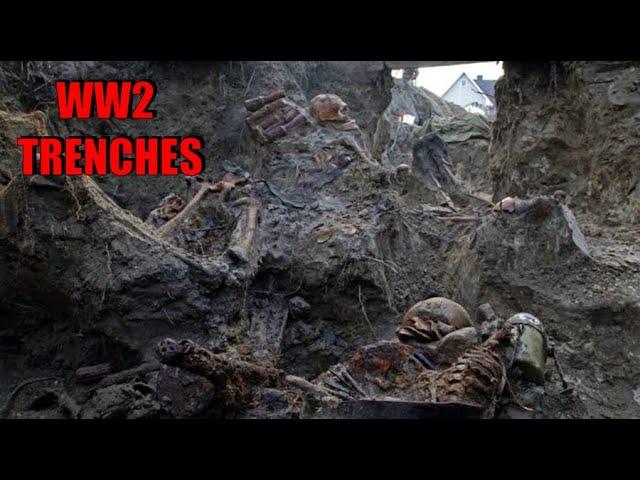 EXCAVATION OF WORLD WAR II TRENCHES WITH SOLDIERS AND WEAPONS