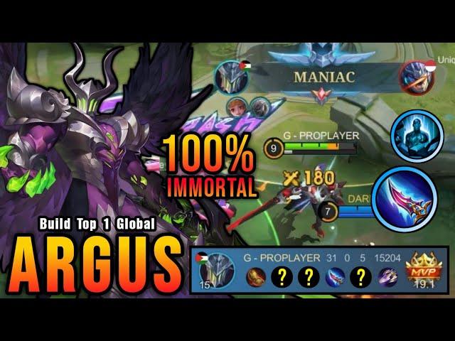 31 Kills + MANIAC!! MVP 19.1 Points Argus Best Build 100% IMMORTAL - Build Top 1 Global Argus ~ MLBB