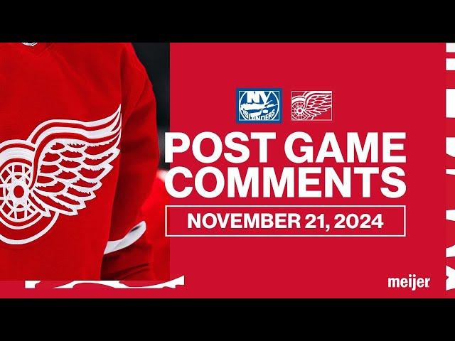 Lucas Raymond, Alex Lyon, Derek Lalonde Post Game Comments vs NYI | Nov. 21, 2024