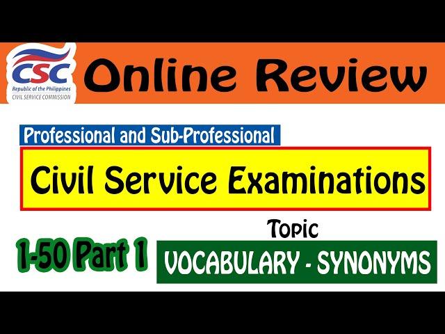 Civil Service Exam Reviewer 2024 Part 1 | Vocabulary Synonyms CSC Reviewer 2024