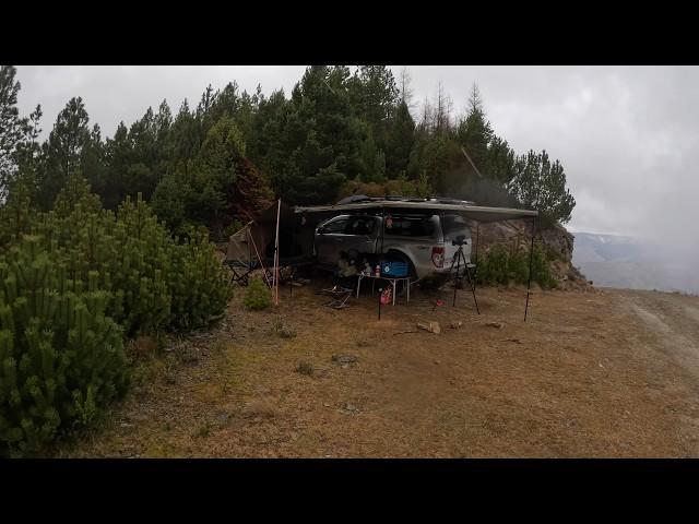 CAMPING in RAIN STORM - Elevated Tent - Freezing Mountain - Dog