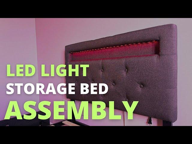 Rolanstar Bed Frame with Charging Station and LED Lights Assembly | Orren Ellis Storage Bed with LED