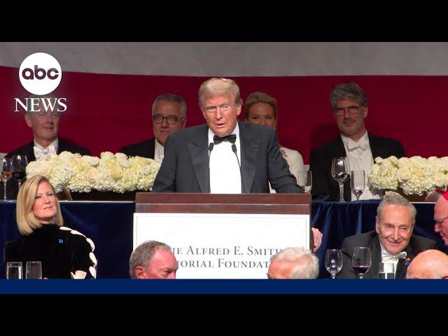 Trump and Harris trade jabs at Al Smith dinner, though Harris wasn't there