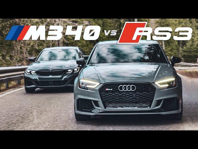 BMW M340i vs Audi RS3 showdown, can the M Lite ca take on an RS car? 4-Door Sports car battle! 0-60!