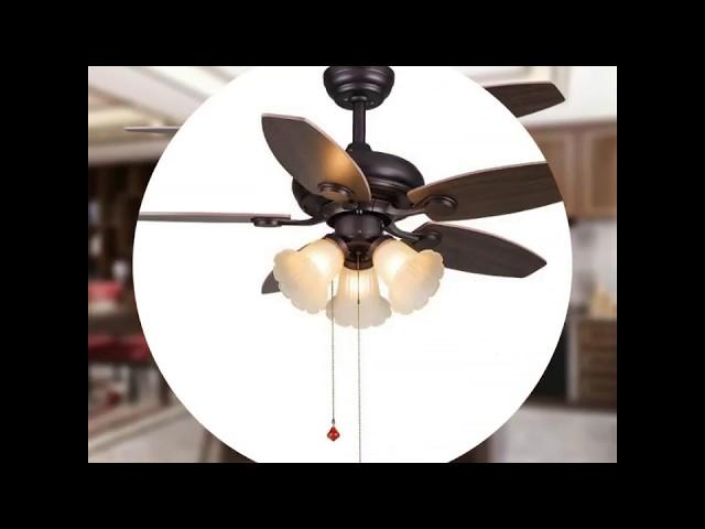 Wood blades electric ceiling fan with light_ UNI-108-1