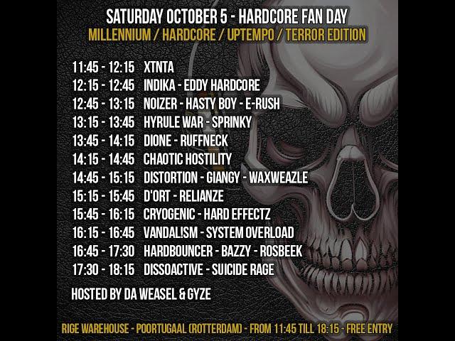 Hardcore Fanday! 6 hours of Hardcore, Gabber, Uptempo and Terror, More than 20 artists will perform!