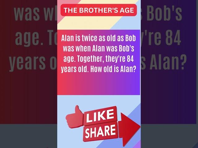  Can You Solve This Age Riddle? #RiddleQueryMaster  #brainteasers #logicpuzzles #mindgames  #logic