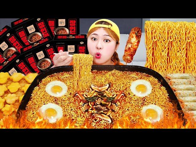 ASMR MUKBANG 하이유의 장인미식라면 6봉지 핫도그 치킨너겟 먹방! Eat 6 Spicy Ramen noodles EATING SHOW | HIU 하이유