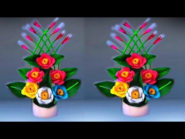 beautiful flower bouquet making with paper / diy flower bouquet