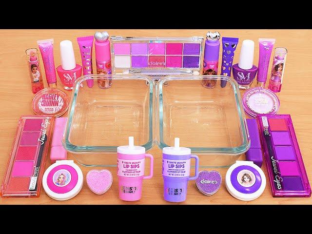 Pink vs Purple - Mixing Makeup Eyeshadow Into Slime ASMR