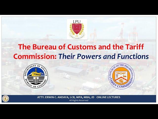 CMTA Essentials: The Bureau of Customs and the Tariff Commission