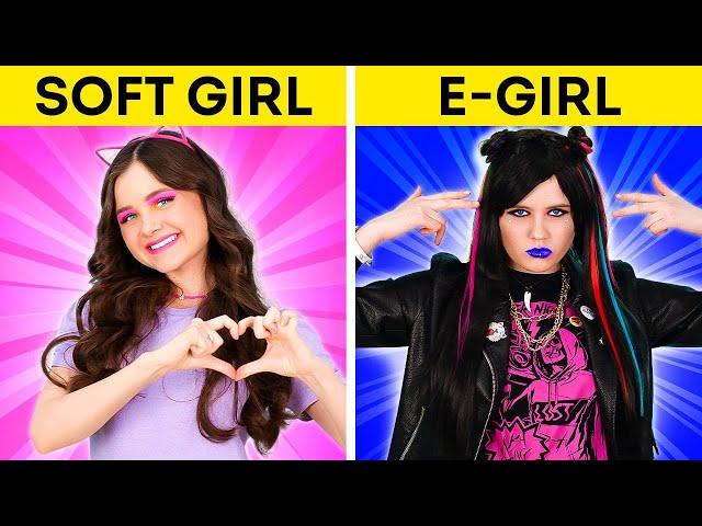 E-GIRL VS SOFT GIRL || Fun TikTok Style Trends For Friends Family! Good VS Bad Types By 123 GO! BOYS