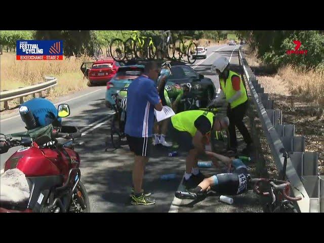 Early crash | BikeExchange Stage 2 | Santos Festival of Cycling 2021