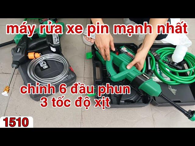 máy rửa xe pin - máy rửa xe mini dùng pin workfix mạnh nhất chỉnh 6 đầu phun 3 tốc độ xịt