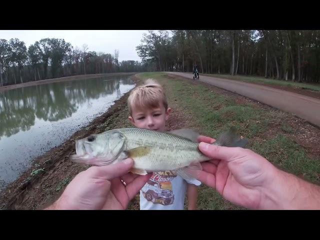 Fishing for bass in North Alabama Huntsville pond.