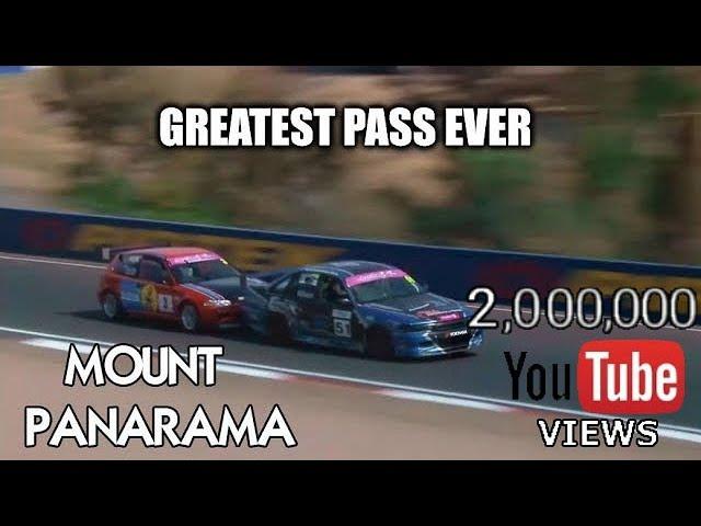 GREATEST MOTORSPORT PASS EVER - Honda Civic vs Holden Commodore VP - Bathurst 12 Hour Support Race