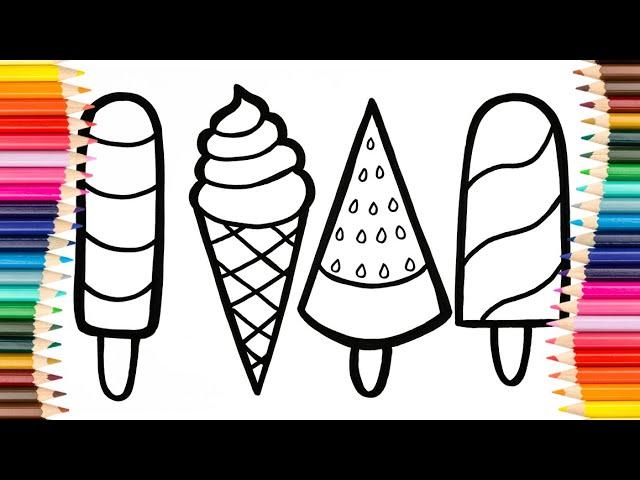 Ice cream set. How to Draw Ice Cream.