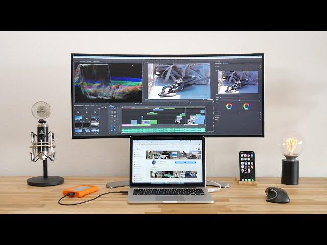 My MINIMALIST Video Editing SETUP With ULTRAWIDE Monitor & MacBook Pro - EARLY 2020