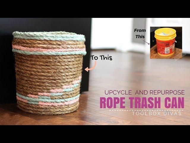 DIY Rope Trash Can Using a Bucket