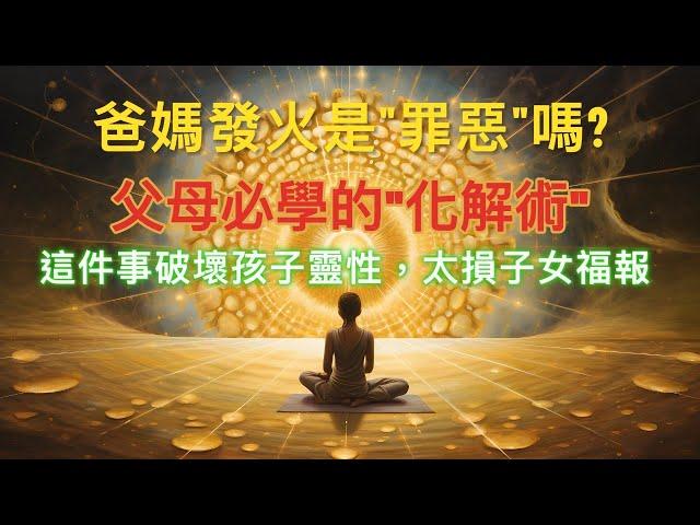 這件事破壞孩子靈性，太損子女福報。爸媽發火是"罪惡"嗎?父母必學的"化解術"。