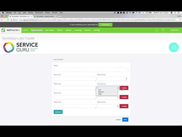 Service Guru - Using the Job Tracker
