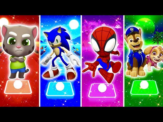 Talking Tom  Sonic Prime  Marvel’s Spidey  PAW Patrol | Tiles Hop EDM Rush | Who Is Best?