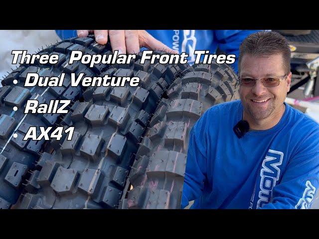 How to Choose? 3 Top ADV Front Tires | Motoz Dual Venture & RallZ or Bridgestone AX41  @exploready