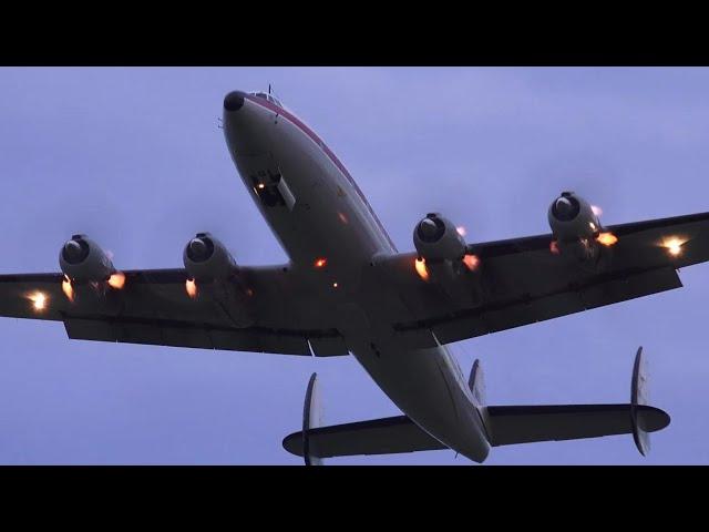 Super Constellation: Stunning Engine Flame During Takeoff