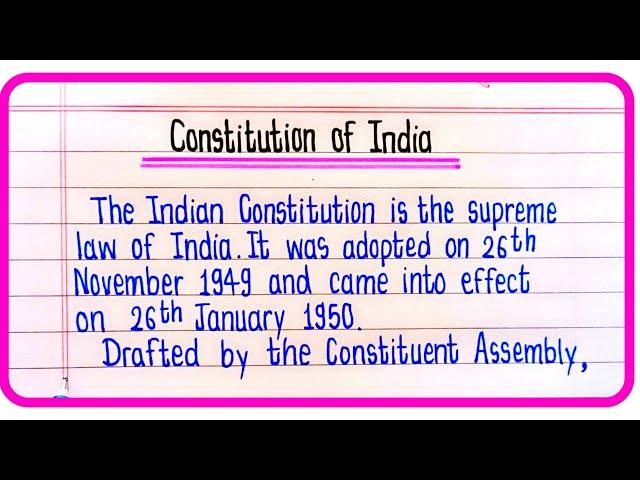 Essay On Constitution Of India In English | Constitution Of India Essay Writing In English