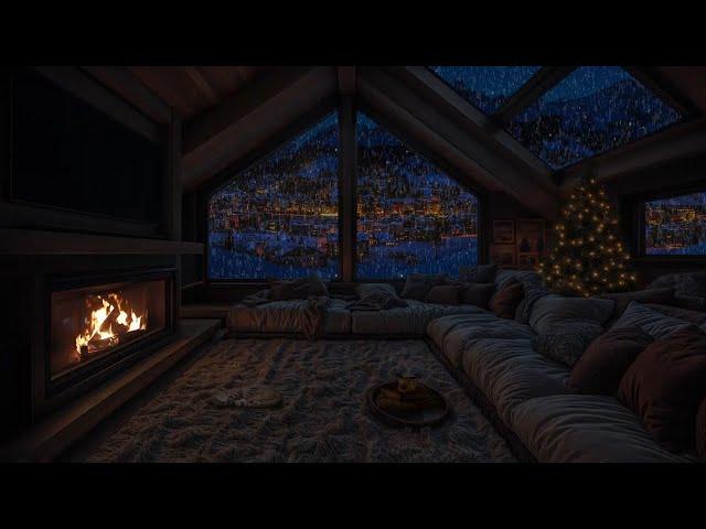 Take a Break From Stress and Relax in a Dark Winter Cabin | Snowstorm and Fireplace Sounds ASMR