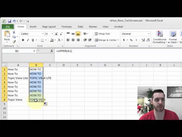 How to Convert a Column to All Caps in Excel