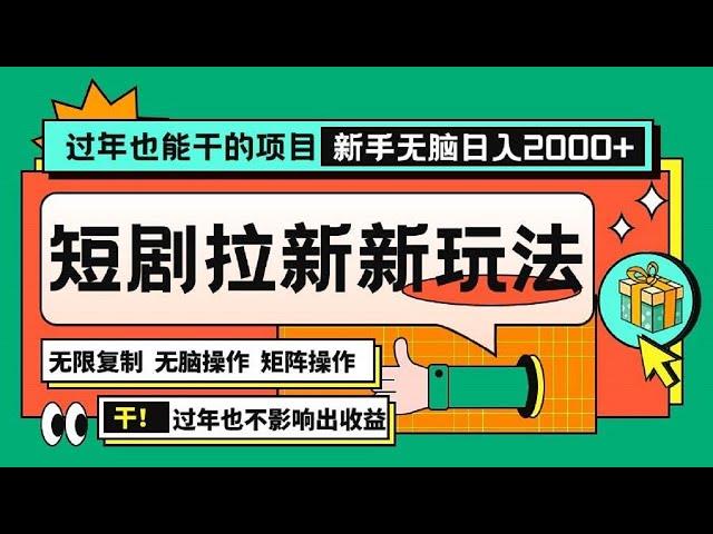 新年不打烊，2024年最新短剧拉新技巧，批量操作日赚2000+