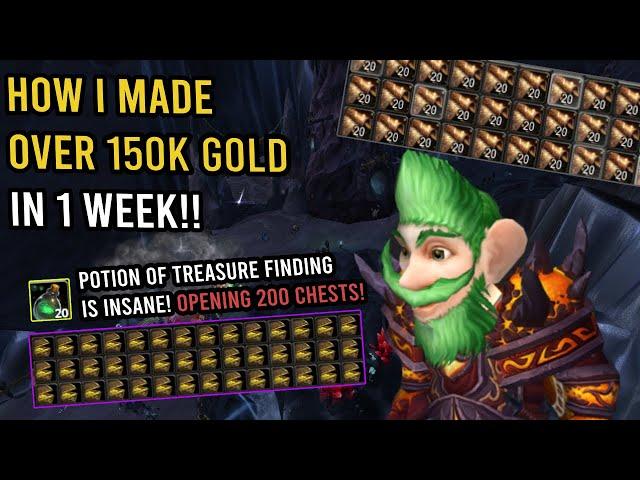 How I Made Over 150k Gold In 1 Week | Opening 200 Tiny Treasure Chests! | KallTorak Pagle NA Cata