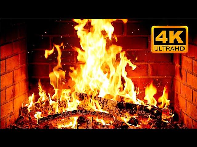  Cozy Fireplace 4K (12 HOURS). Fireplace with Crackling Fire Sounds. Fireplace Ambience