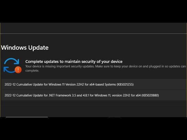 Fix Windows 11 Update Error Your Device Is Missing Important Security Updates