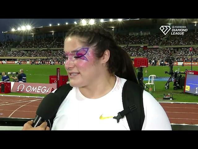 Chase Jackson After Defeating Olympic Champ Yemisi Ogunleye In Shot Put At Lausanne Diamond League